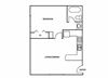 1 bedroom 1 bathroom floor plan at Comanche Wells in Albuquerque, NM